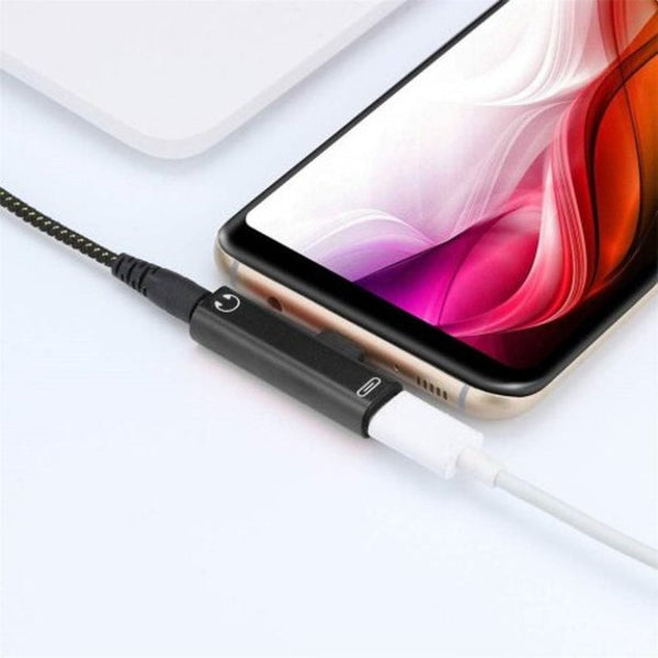 2 In1 Usb Type C To 3.5Mm Earphone Jack Adapter For Xiaomi / Huawei Samsung Black
