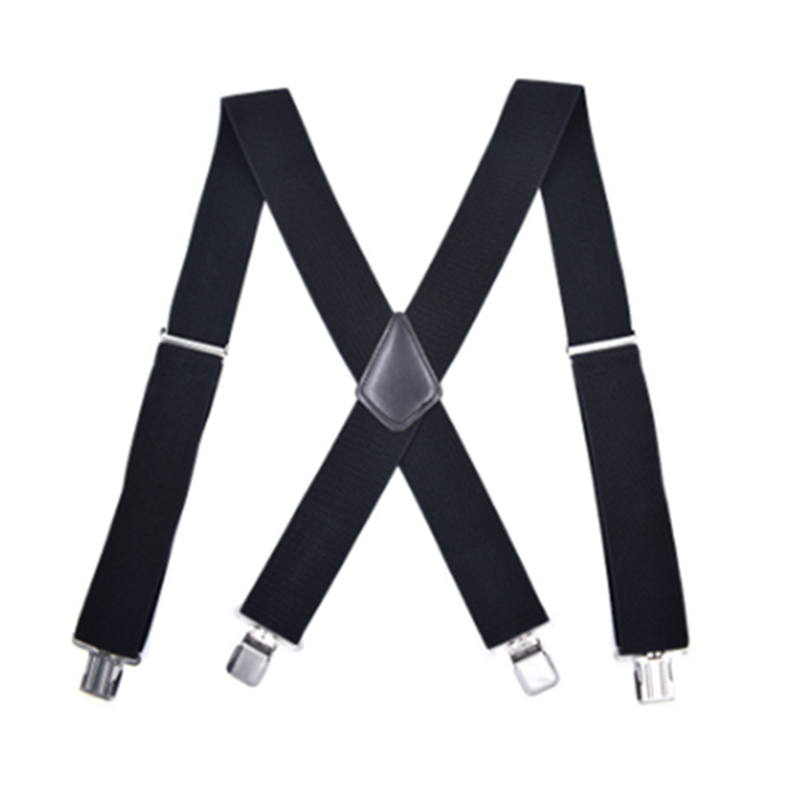 5 Centimeters Wide X Shape Braces Men Elastic Black Suspenders