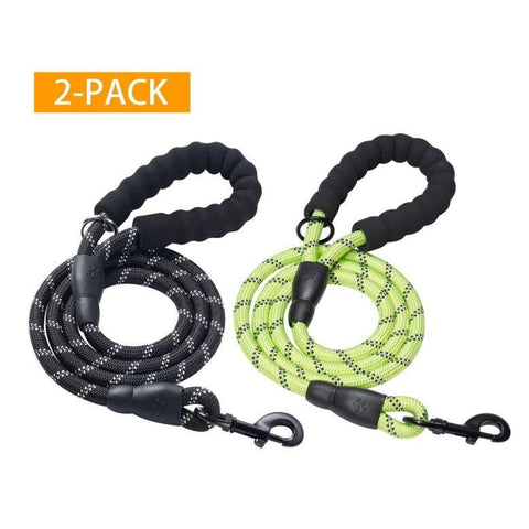 Pet Health 2 Pack Dog Walking Rope 5 Ft Heavy Duty Leash With Comfortable Padded Handle Reflective Leashes For Medium Large Dogs