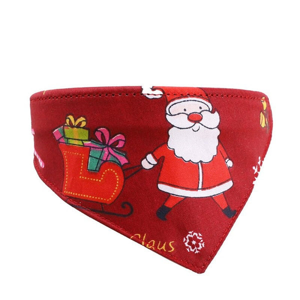 2 Pcs Christmas Pet Bib Santa Claus Printed Supplies Saliva Towel Scarf For Dog Cat 3S Width 2.0Cm