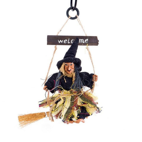 Door Hanging Flying Broomstick Witch Shape Pendant Halloween Bar Decoration