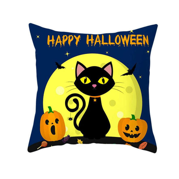 2Pcs Halloween Series Pumpkin Black Cat Throw Pillow Cover Decoration 45X45cm