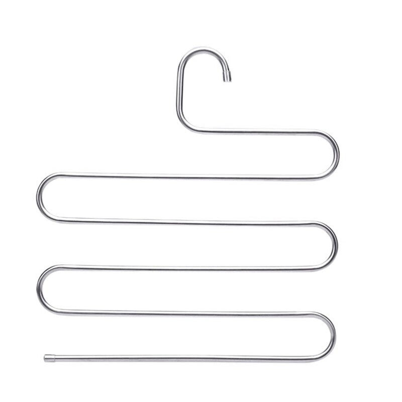 2 Pcs Multifunctional Nonslip Stainless Steel Shape Pants Storage Hanger Clothes Hangers