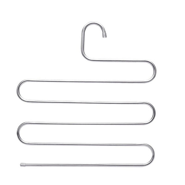 2 Pcs Multifunctional Nonslip Stainless Steel Shape Pants Storage Hanger Clothes Hangers