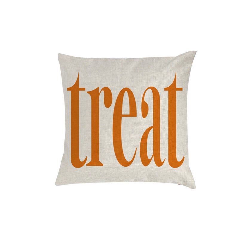 2Pcs Halloween Treat Printed Letters Sofa Cushion Pillow Case Cover 45 X 45Cm