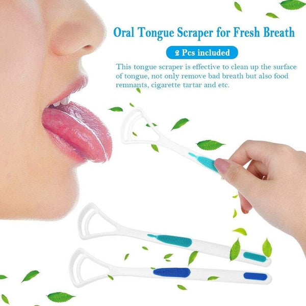 Oral Care 2 Pcs Tongue Scraper Cleaner Mouth Cleaning Brush Fresh Breath Maker Hygiene