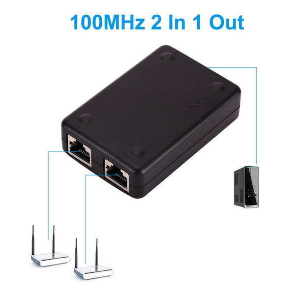 2 Ports Rj45 Lan Cat6 Network Switch Selector 100Mhz In Out1 Internal External Switcher Splitter Box