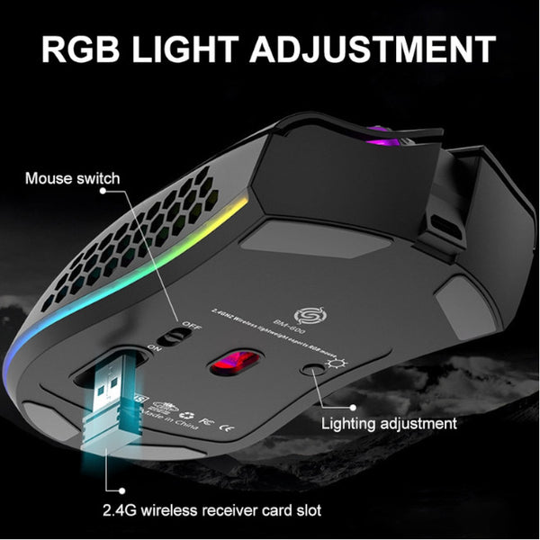 2.4G Optical Mice Rgb Backlit Mouse Wireless 1600Dpi Gaming Usb Rechargeable For Computer Laptop Notebook Mice Trackballs & Touchpads