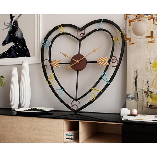 20 Inches Modern Minimalist Creative Bedroom Living Room Love Wall Clock Stylish Mute Iron Metal