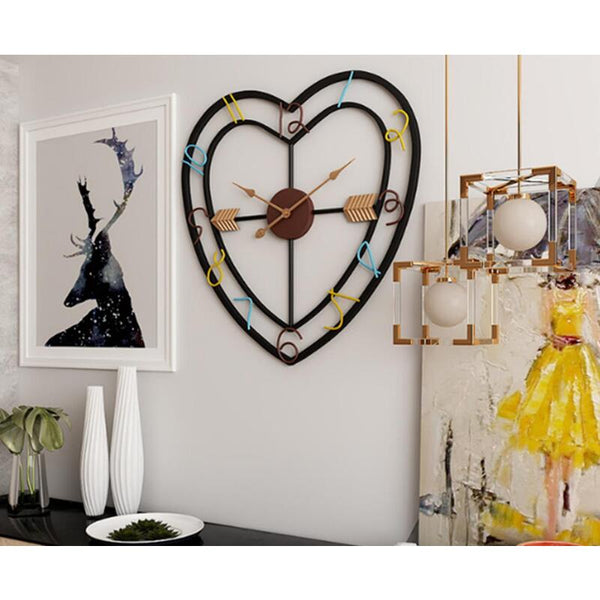20 Inches Modern Minimalist Creative Bedroom Living Room Love Wall Clock Stylish Mute Iron Metal