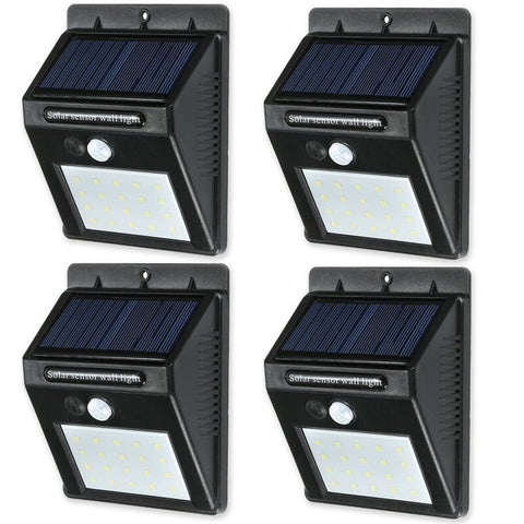 20 Led Solar Sensor Waterproof Wall Lights For 4 Packs