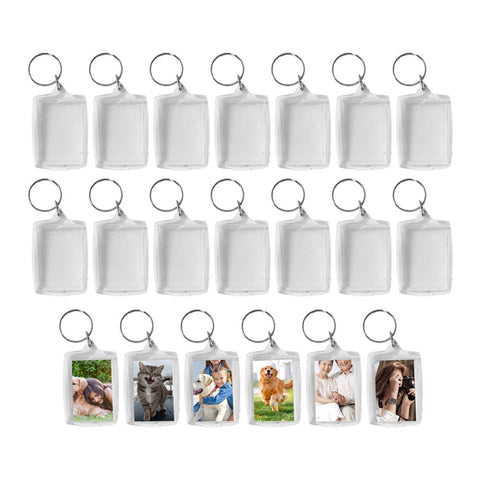 20 Pcs Photo Insert Keychains Acrylic Clear Blank Keyrings Diy Picture Frame With Split Ring