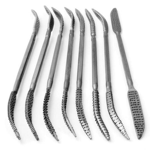 200 Mm Double Ended Riffler Wood Rasp File Set Woodworking Carving 8Pcs Silver