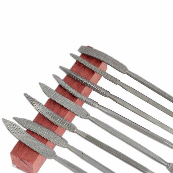 200 Mm Double Ended Riffler Wood Rasp File Set Woodworking Carving 8Pcs Silver Files