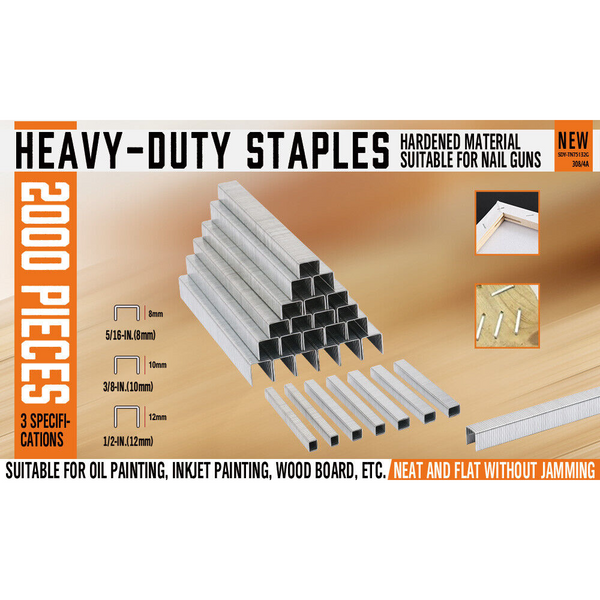 Hyper 2000Pc Door Shaped Staples Heavy Duty Nails Gun Stapler Refills 8/10/12Mm Nail & Staple Guns