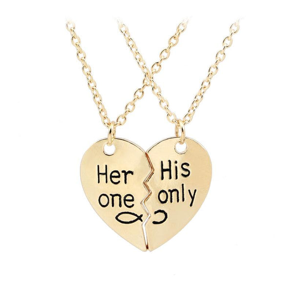 Veile Studios Heart Shape Pendant Couples Necklace Her One His Only Valentine's Day Romantic Gifts Necklaces & Pendants