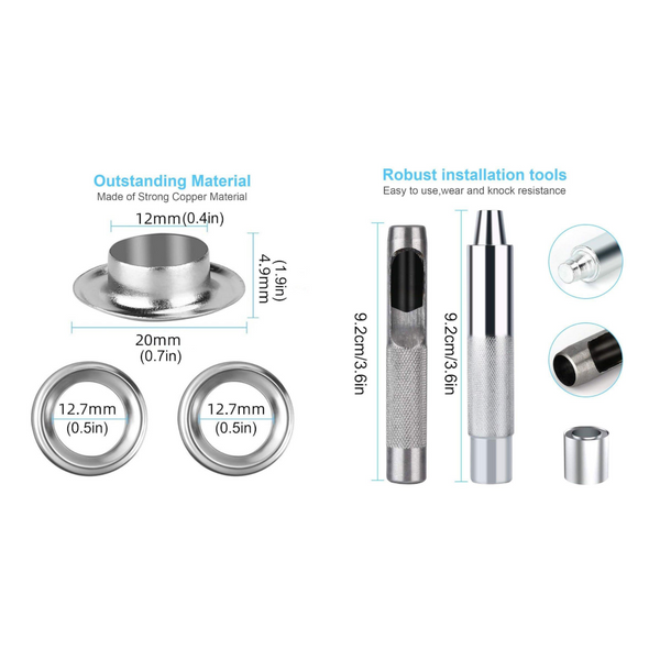 200 Sets 12Mm Copper Metal Eyelet Grommet Tent Tarp Tool Tarpaulin Installation Tent & Canopy Accessories