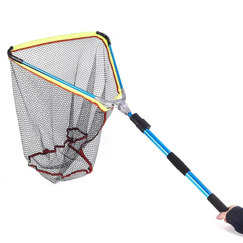 Large Triangular Aluminium Alloy Quick Folding Telescopic Fishing Net Nets