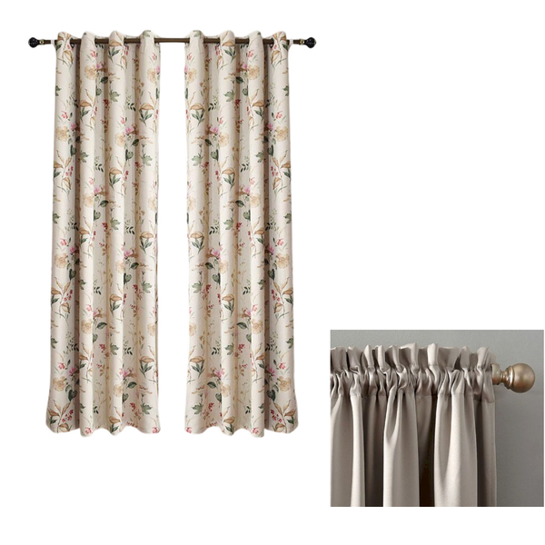 200Cm Beige Flower Design Curtain Modern Luxury Retro Style For Decor Curtains & Drapes