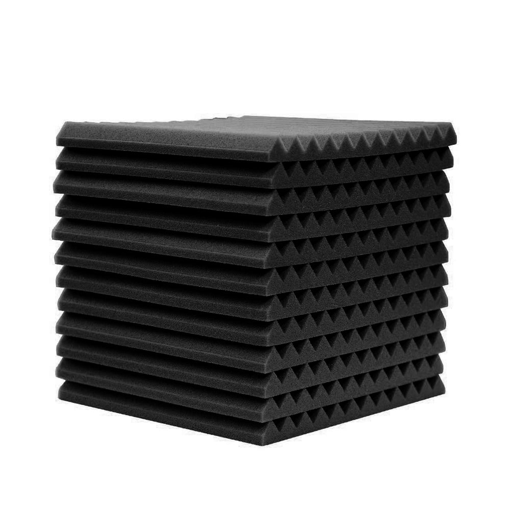 12Pcs Black Acoustic Foam Soundproof Studio Absorbing Panels 30X30x2.5Cm Other Pro Audio