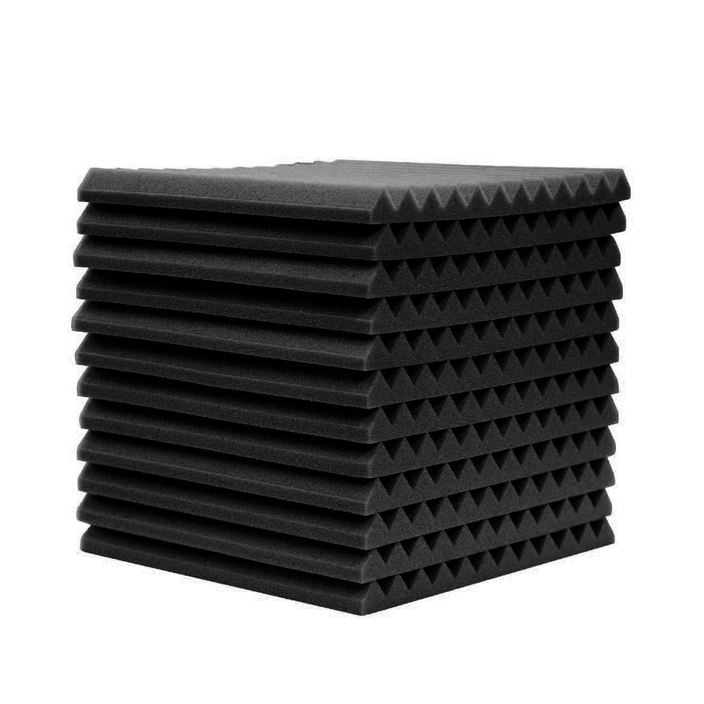 12Pcs Black Acoustic Foam Soundproof Studio Absorbing Panels 30X30x2.5Cm