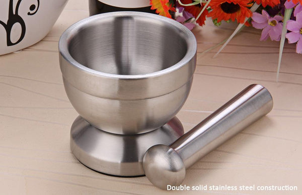 Stainless Steel Mortar Pestle Manual Herb Grinder Kitchen Utensil Mortar & Pestles