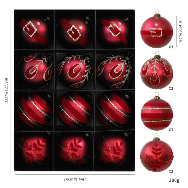 Hand Painted Christmas Ball Decorations 8Cm/12Pcs Matte Balls Tree Ornaments Seasonal Decorations