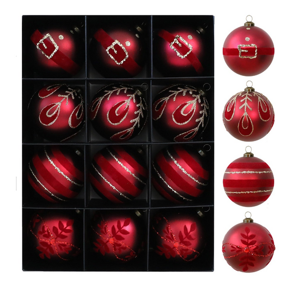 Hand Painted Christmas Ball Decorations 8Cm/12Pcs Matte Balls Tree Ornaments Seasonal Decorations