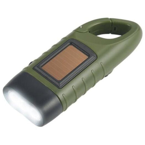 Rechargeable Led Flashlight Hand Crank Dynamo Solar Powered Torch Outdoor Jungle Green Flashlights