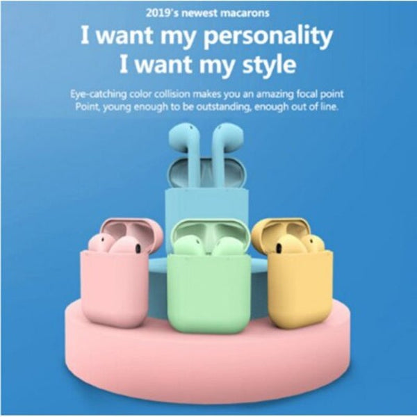 Original Macaron 12 Bluetooth Headset 5.0 Wireless Touch Pop Up Sports Earbuds