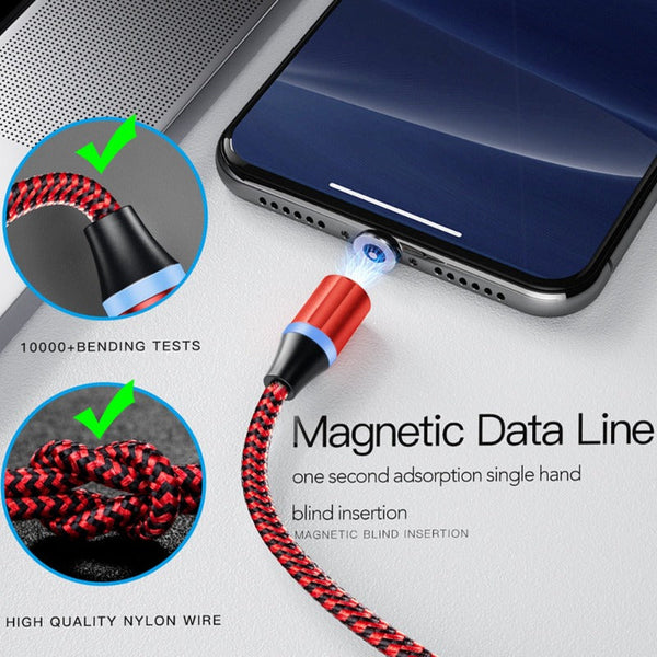 3 In 1 Fast Charging Magnetic Cable Charger For Micro Usb Type Cables & Adapters