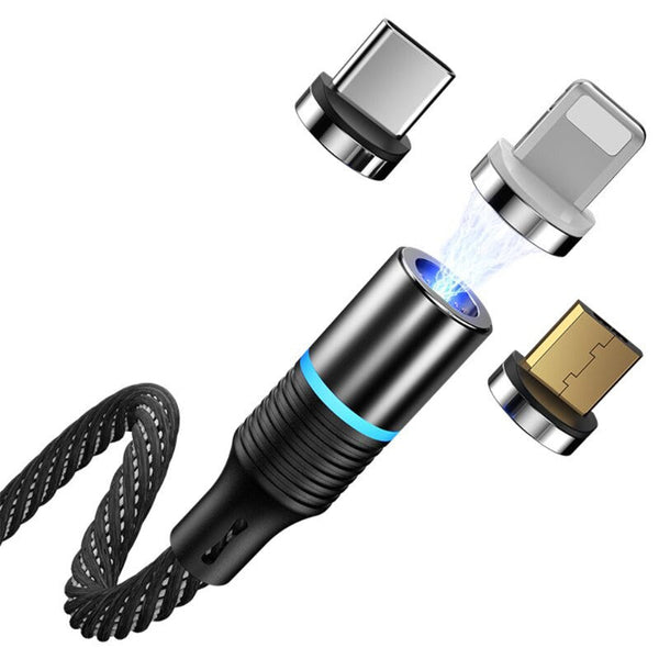 3 In 1 Fast Charging Magnetic Cable Charger For Micro Usb Type Cables & Adapters