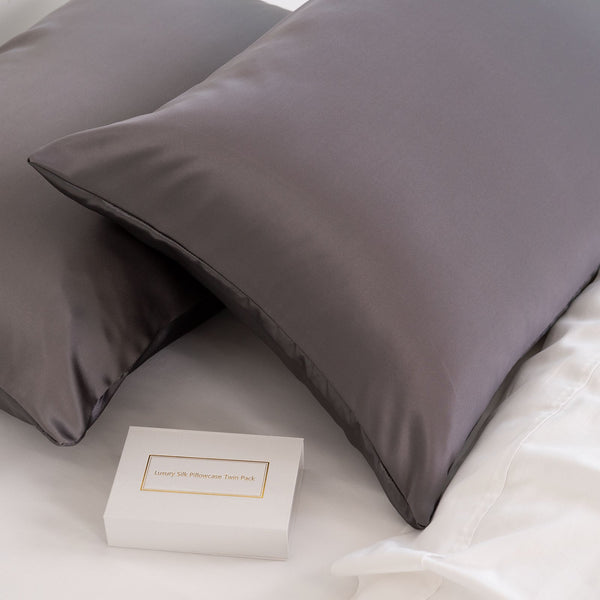 Mulberry Silk Pillow Case Twin Pack Size: 51X76cm Charcoal Pillow Cases
