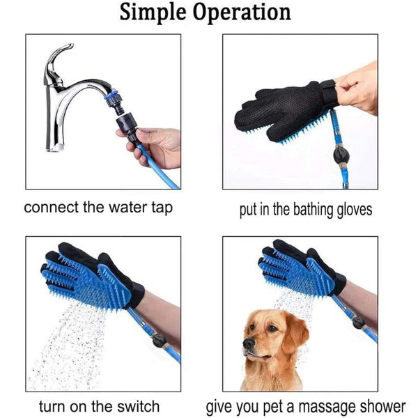 3 In 1 Pet Bathing Tool Sprayer Massage Glove Hair Remover Dog Grooming