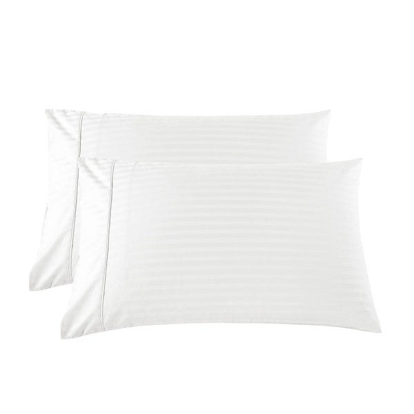 Kensington 1200Tc Cotton Sheet Set In Stripe Double White Sheets