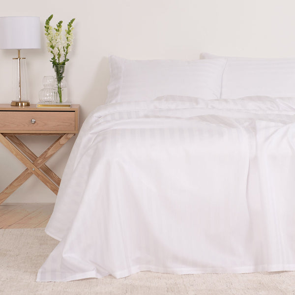 Kensington 1200Tc Cotton Sheet Set In Stripe King White Sheets