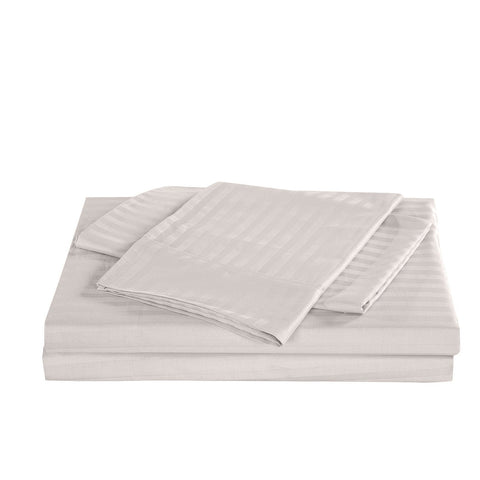 Kensington 1200Tc Cotton Sheet Set In Stripe Double Silver (Grey) Sheets