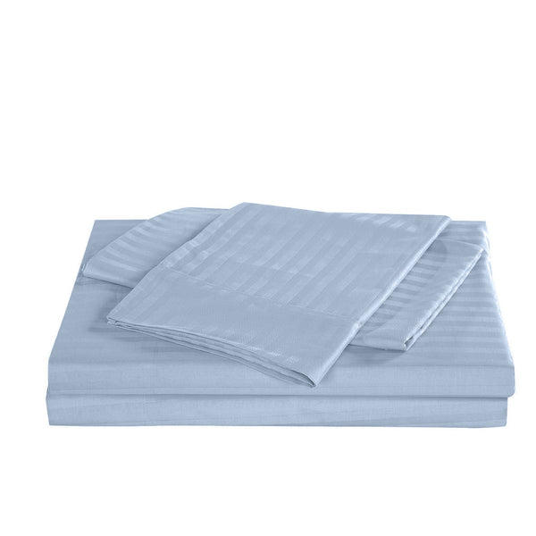 Kensington 1200Tc Cotton Sheet Set In Stripe King Chambray (Blue) Sheets