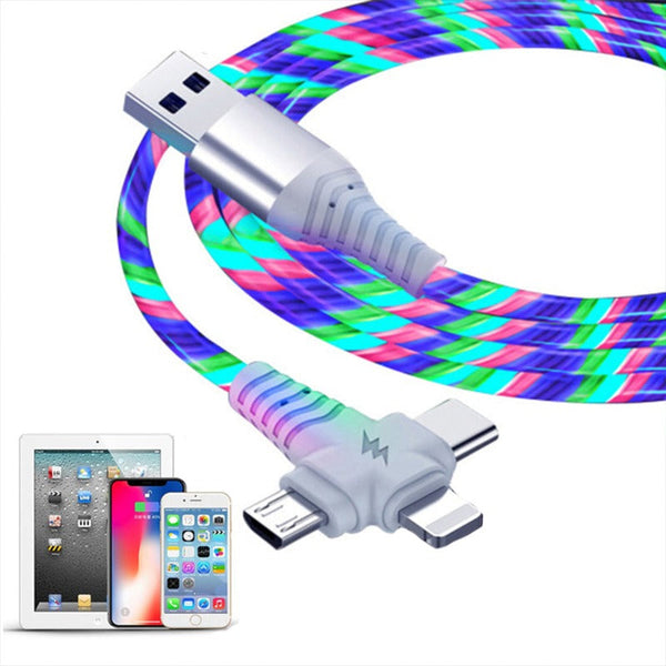3 In 1 Led Light Flowing Luminous Replacement Charging Cable Cables & Adapters