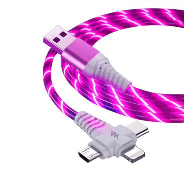 3 In 1 Led Light Flowing Luminous Replacement Charging Cable Cables & Adapters
