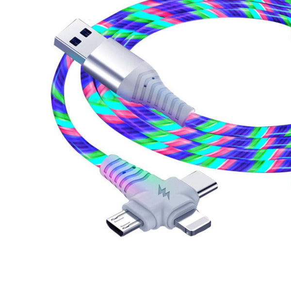 3-In-1 Led Light Flowing Luminous Replacement Charging Cable