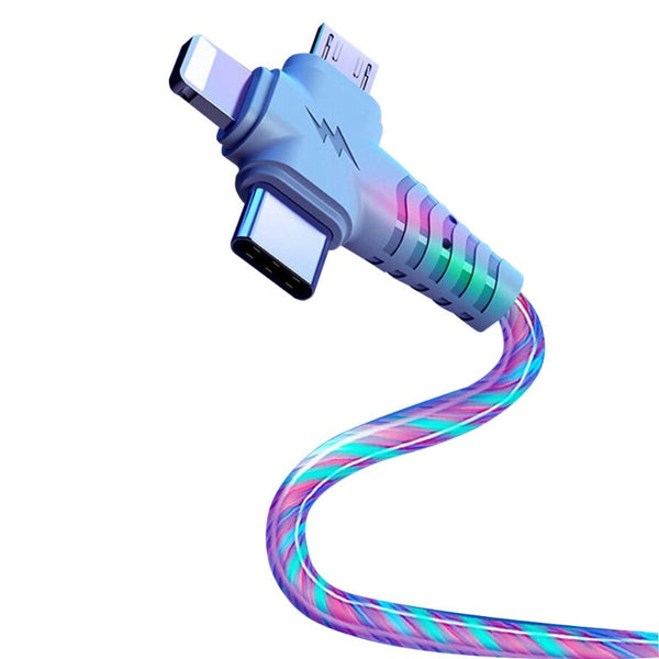 3 In 1 Led Light Flowing Luminous Replacement Charging Cable Cables & Adapters