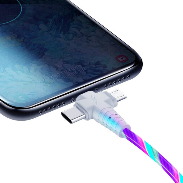 3-In-1 Led Light Flowing Luminous Replacement Charging Cable