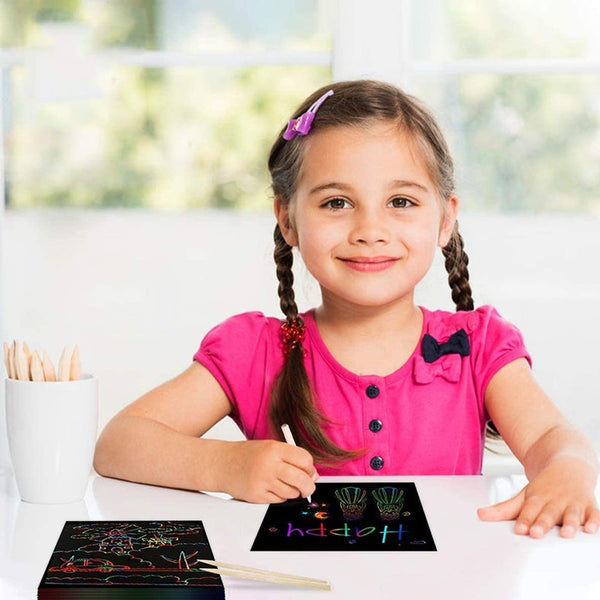 100Pcs Rainbow Scratch Mini Notes Paper Pad Cards Crafting Paper