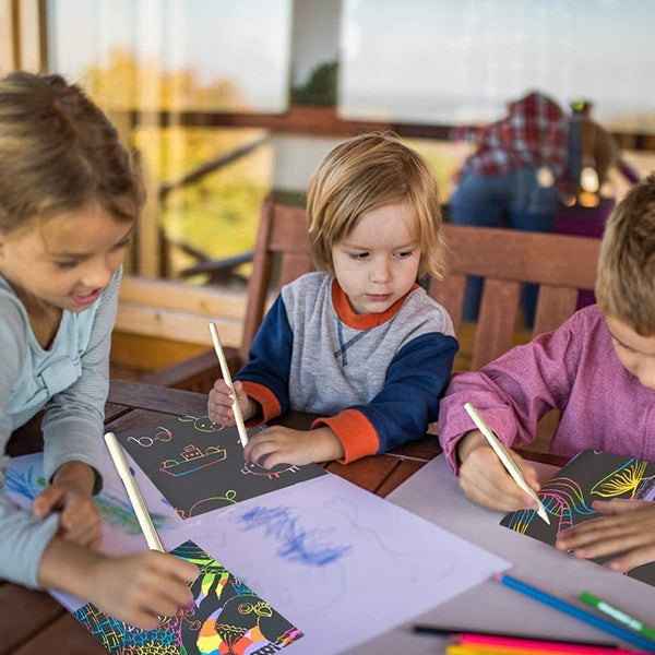 100Pcs Rainbow Scratch Mini Notes Paper Pad Cards Crafting Paper