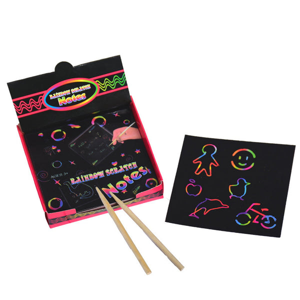 100Pcs Rainbow Scratch Mini Notes Paper Pad Cards Crafting Paper