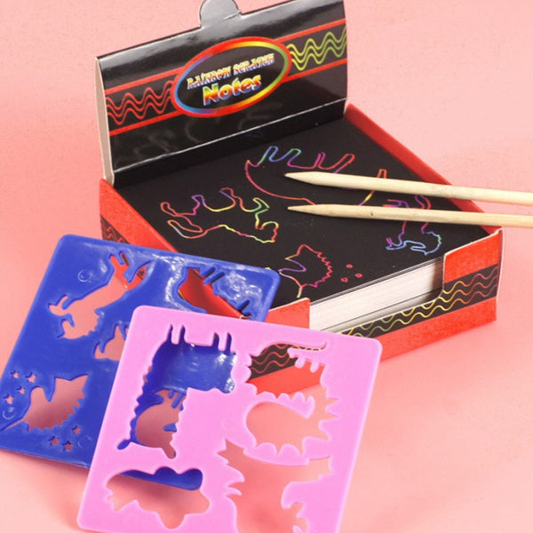 100Pcs Rainbow Scratch Mini Notes Paper Pad Cards Crafting Paper