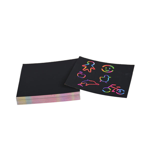 100Pcs Rainbow Scratch Mini Notes Paper Pad Cards Crafting Paper