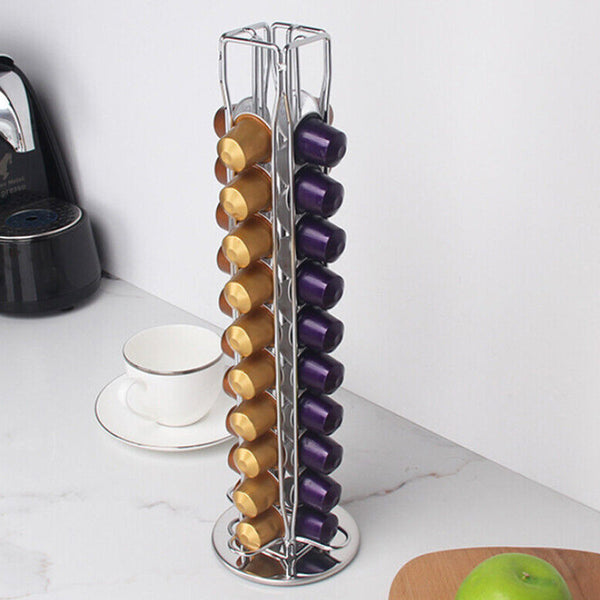 360 Rotating Tower 40 Capsules Coffee Pod Holder Stand Rack Kitchen Bench Shelves