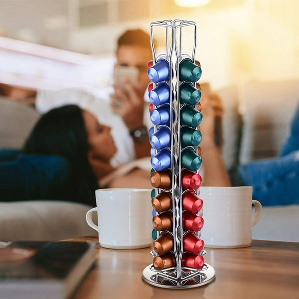 360° Rotating Tower 40 Capsules Coffee Pod Holder Stand Rack